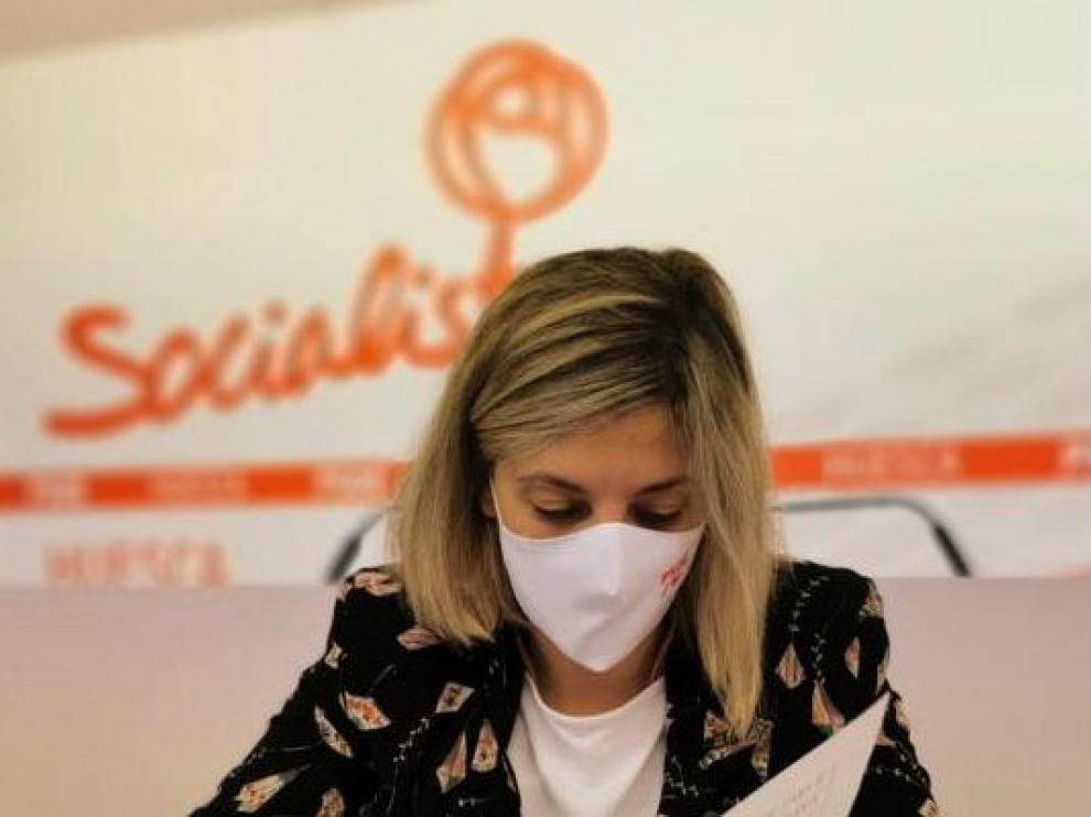 Begoña Nasarre en la sede del PSOE Alto Aragón