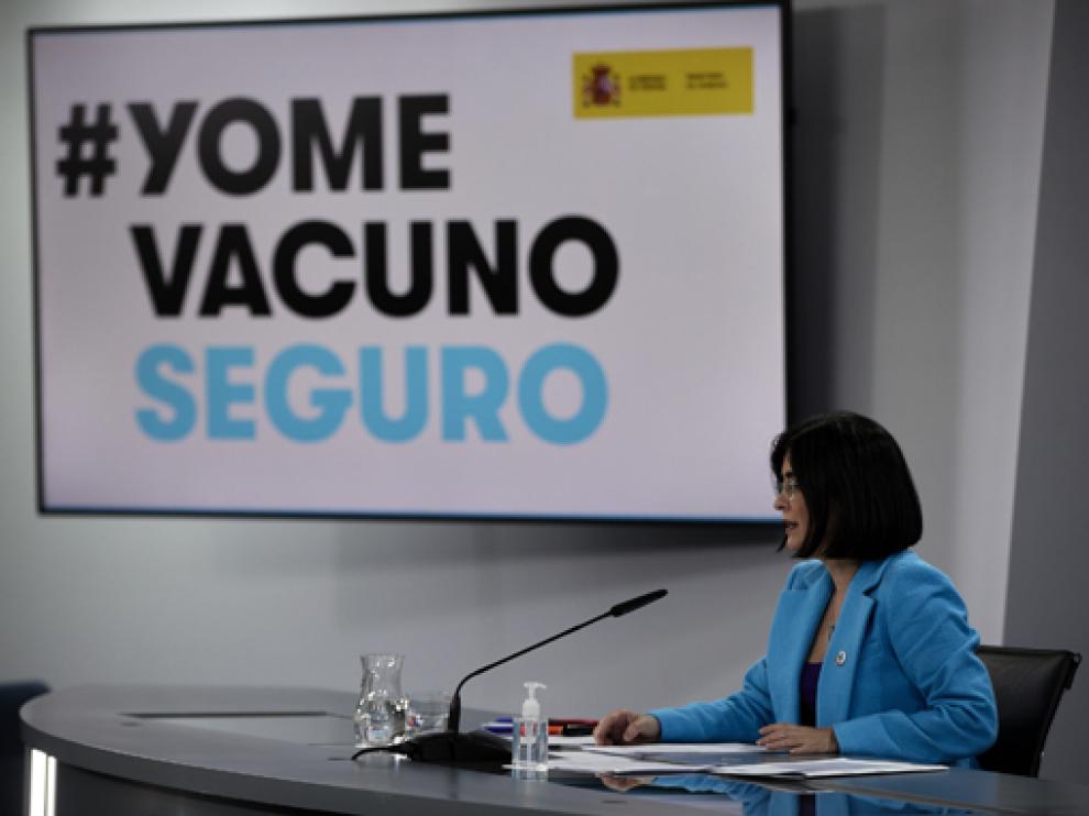 La ministra de Sanidad, en la rueda de prensa tras el Consejo Interterritorial.