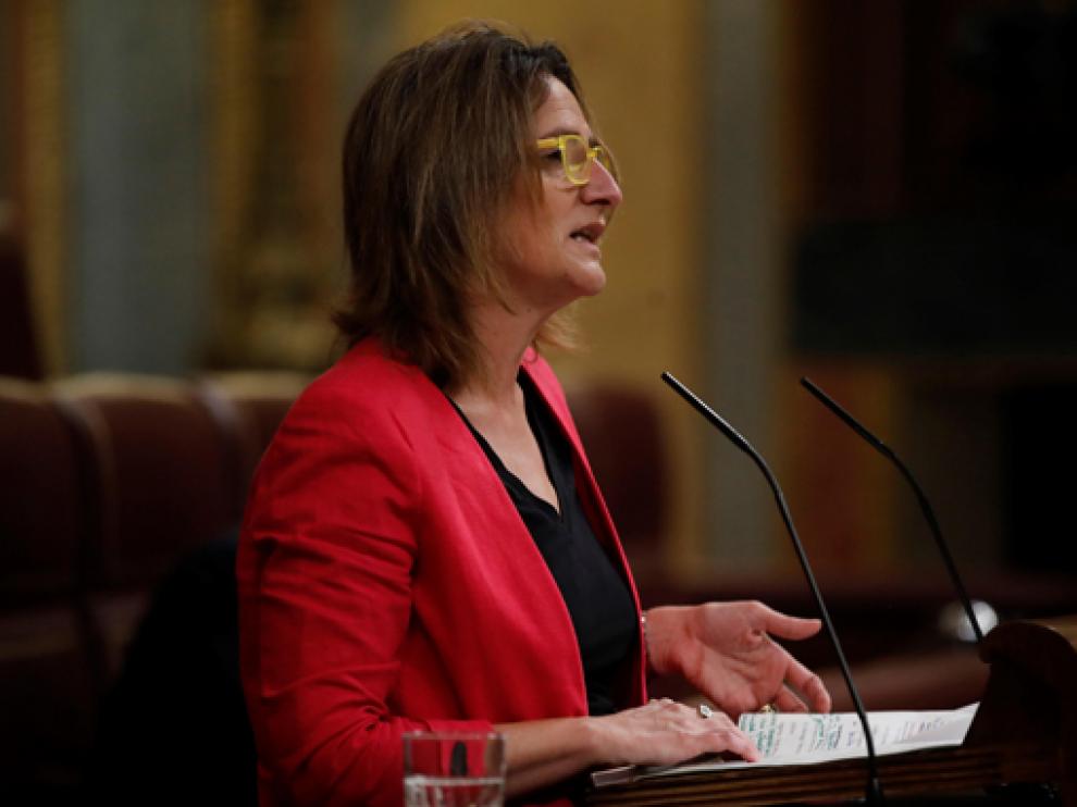 La ministra Teresa Ribera durante su intervención en el Congreso de los Diputados este jueves