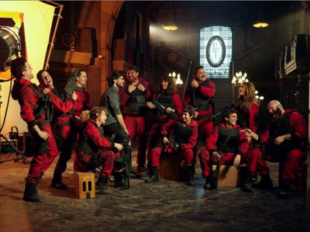 El reparto de ‘La casa de papel’, en el rodaje de la última temporada.
