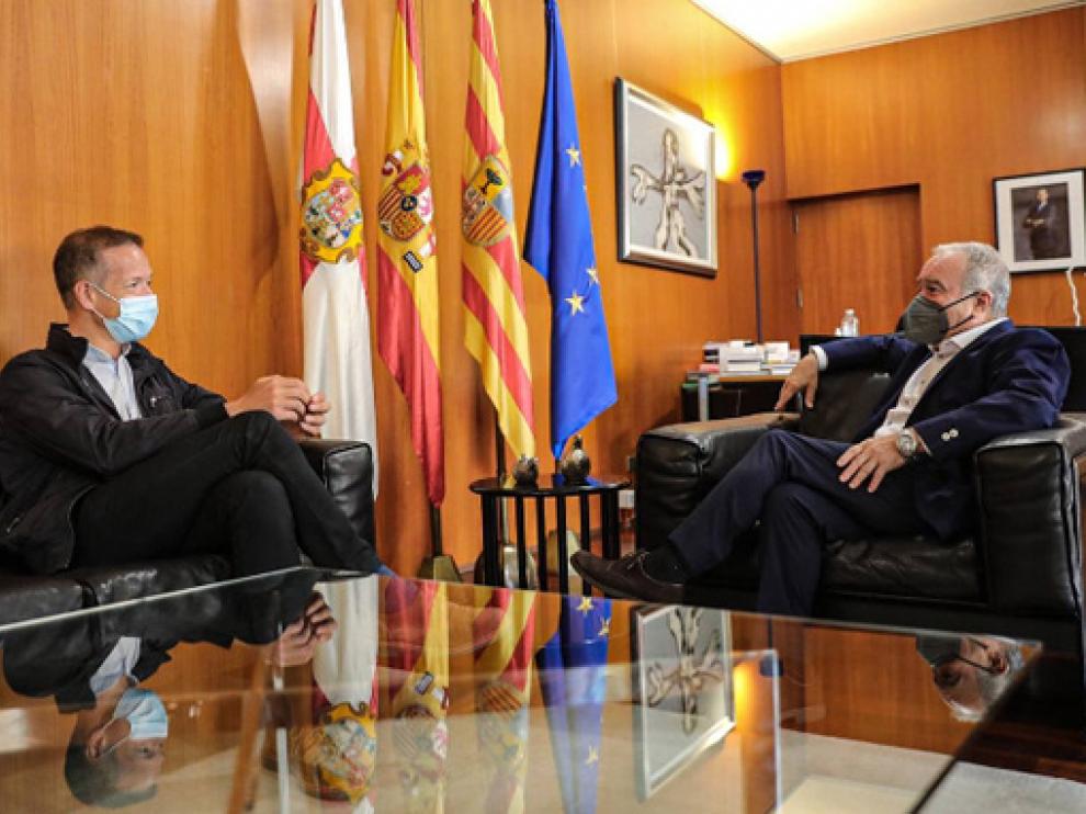 Ánder Gil y Miguel Gracia, en la reunión que han mantenido este miércoles
