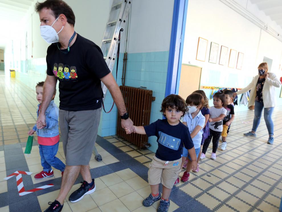 Primer día de curso en el Colegio el Parque de Huesca