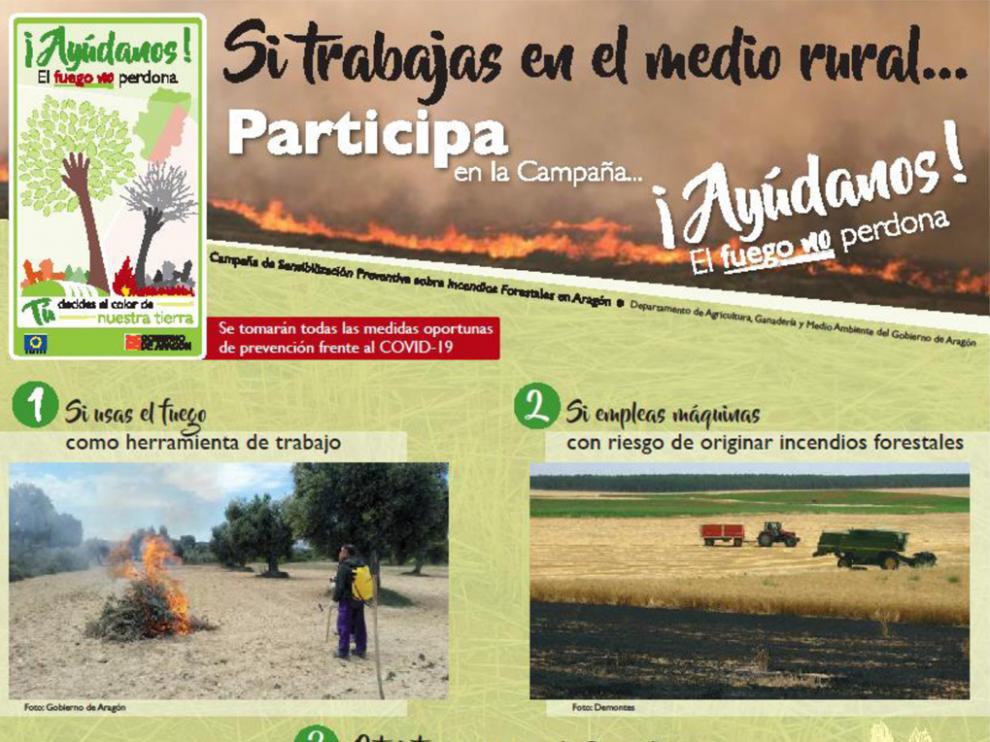Cartel de la campaña “¡Ayúdanos! El fuego no perdona”
