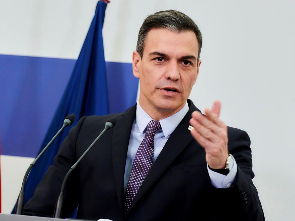 Pedro Sánchez, ayer durante su intervención.