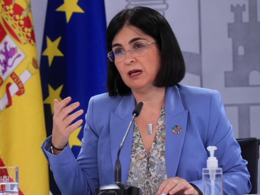 Carolina Darias al término del Consejo Interterritorial de Salud, ayer tarde.
