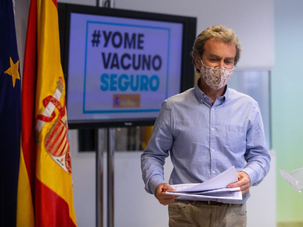 Fernando Simón ayer durante su comparecencia.