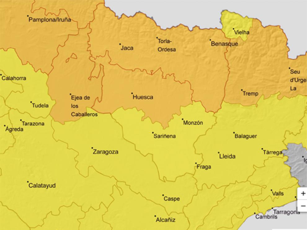 Alerta este jueves por granizo en todo Aragón