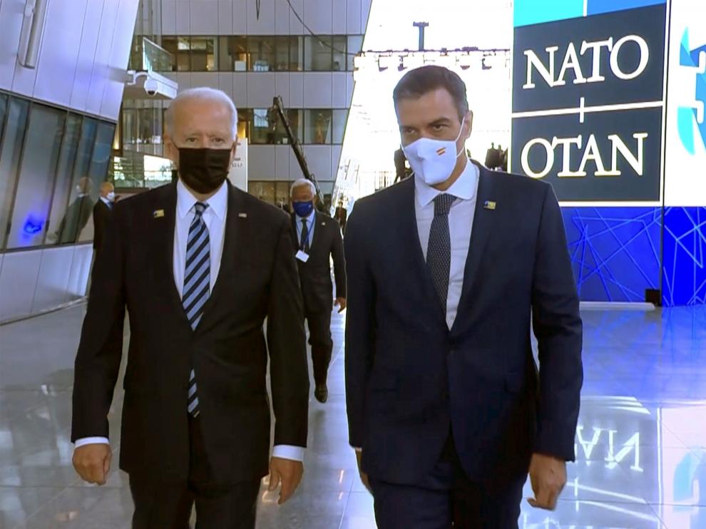 Joe Biden y Pedro Sánchez en la cumbre de la Otan