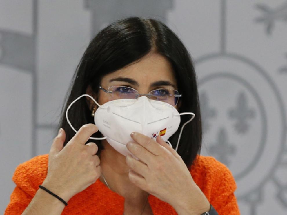 Carolina Darias, ministra de Sanidad, durante la rueda de prensa posterior al Consejo Interterritorial.