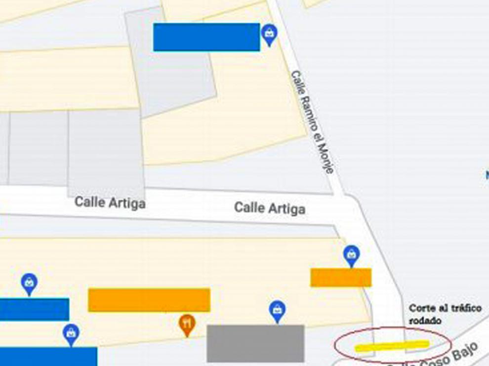 Zona que se verá afectada por el corte de tráfico