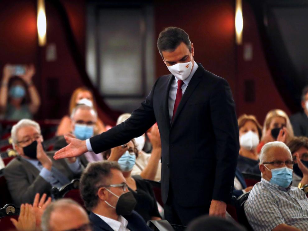 Conferencia de Pedro Sánchez ayer en Barcelona.