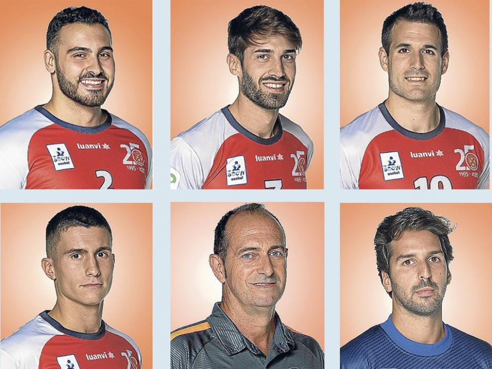 De arriba a abajo y de izquierda a derecha: Iván Montoña, Gerard Carmona, Adriá Pérez, Sergio Pérez, José Nolasco y Miguel Espinha