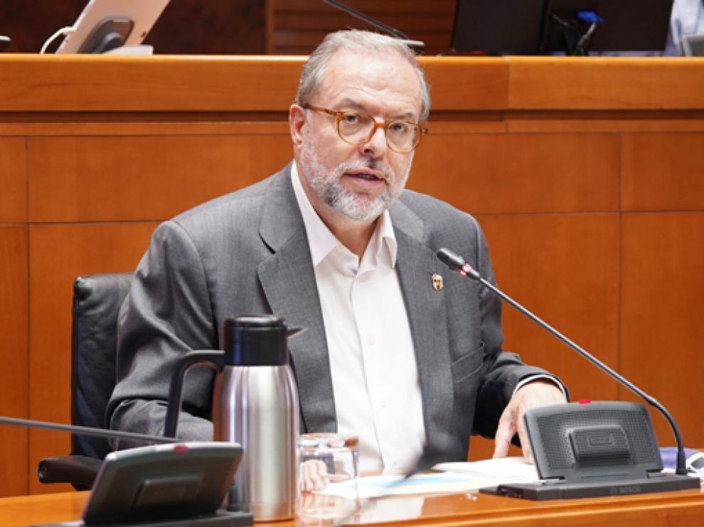 Bizén Fuster, durante su comparecencia en las Cortes de Aragón