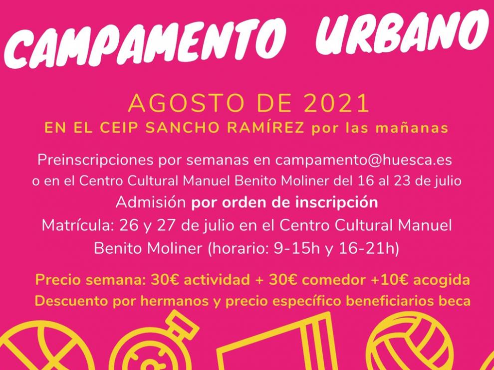 Cartel del Campamento Urbano de Huesca