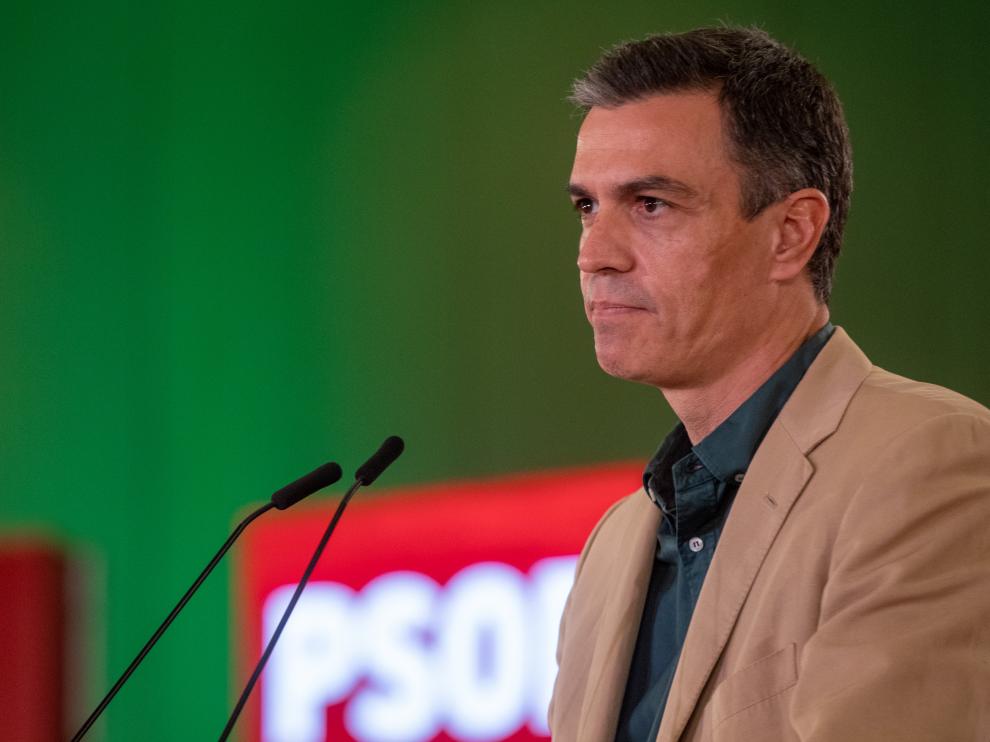 El presidente del Gobierno, Pedro Sánchez, durante su intervención en un acto de partido.