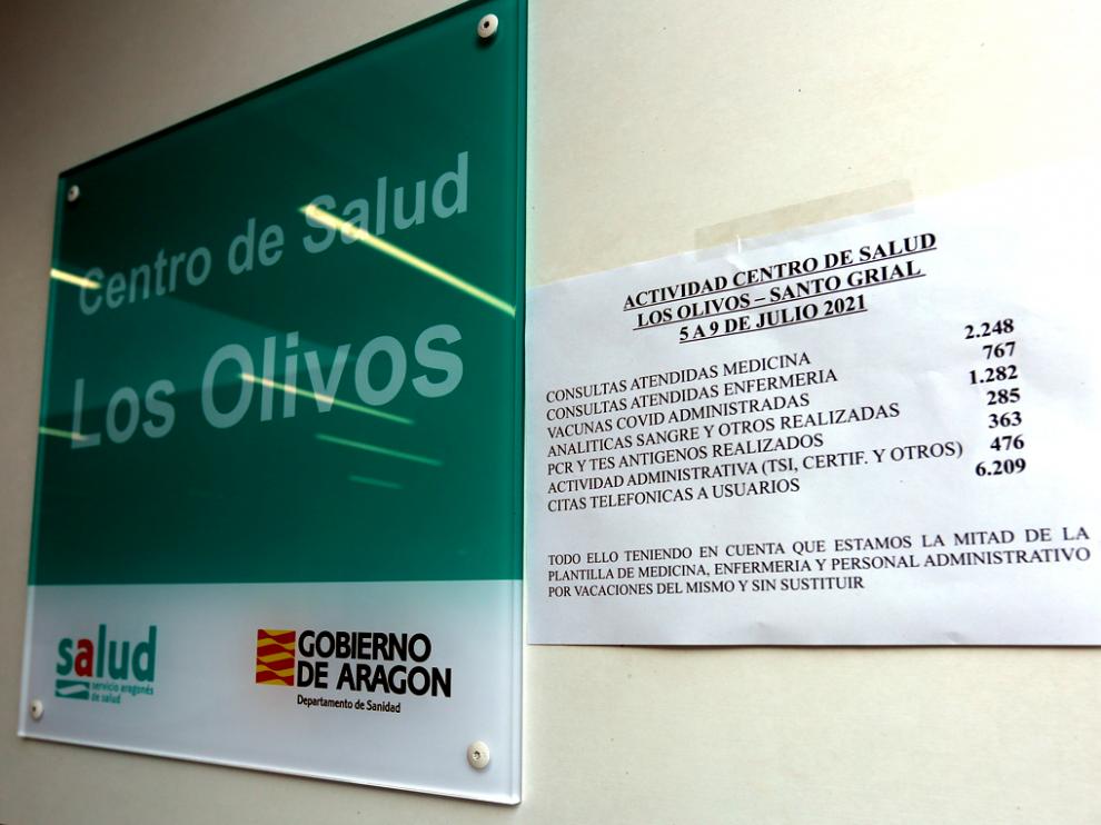 Un cartel detalla en cifras todas las atenciones del 5 al 9 de julio