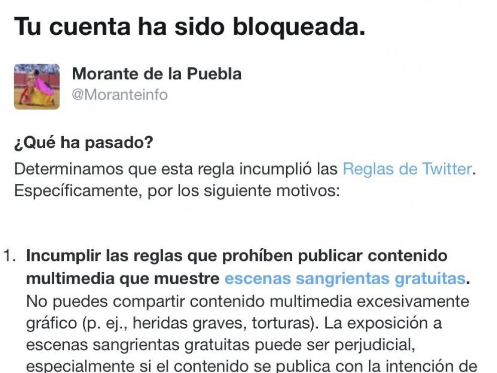 Twitter bloquea la cuenta de "Morante de la Puebla".