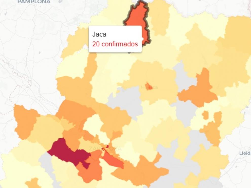 La zona de Jaca vuelve a marcar el dato más alto de la provincia.