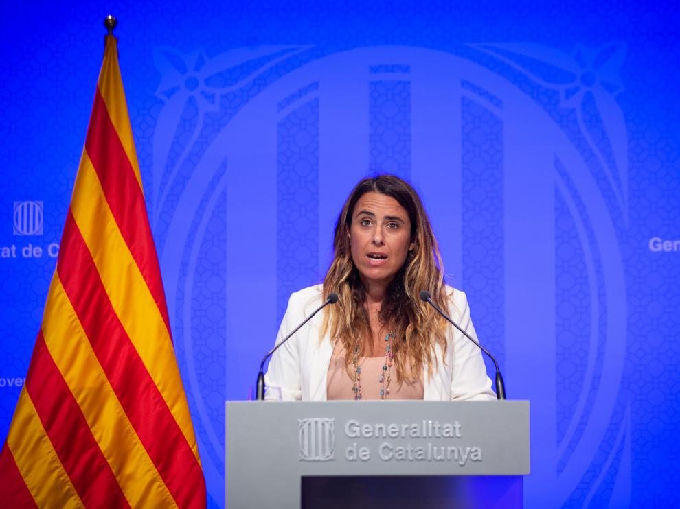 Patrícia Plaja, portavoz del Govern, durante la rueda de prensa de este martes