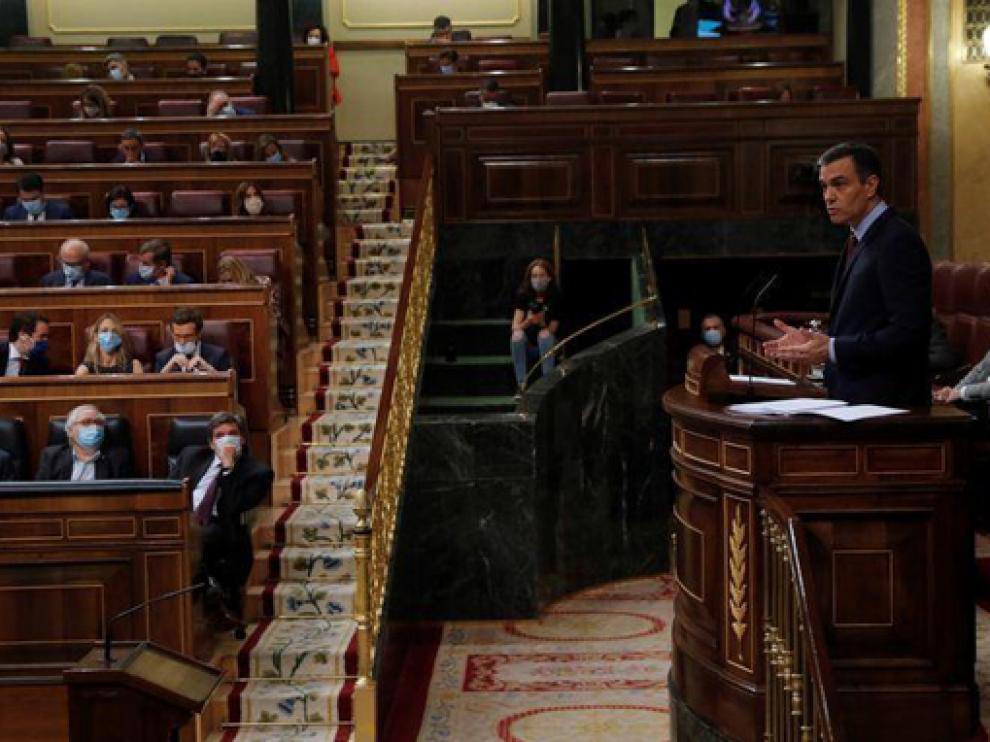 Bancada del Gobierno durante una intervención de Sánchez en el Congreso de los Diputados.