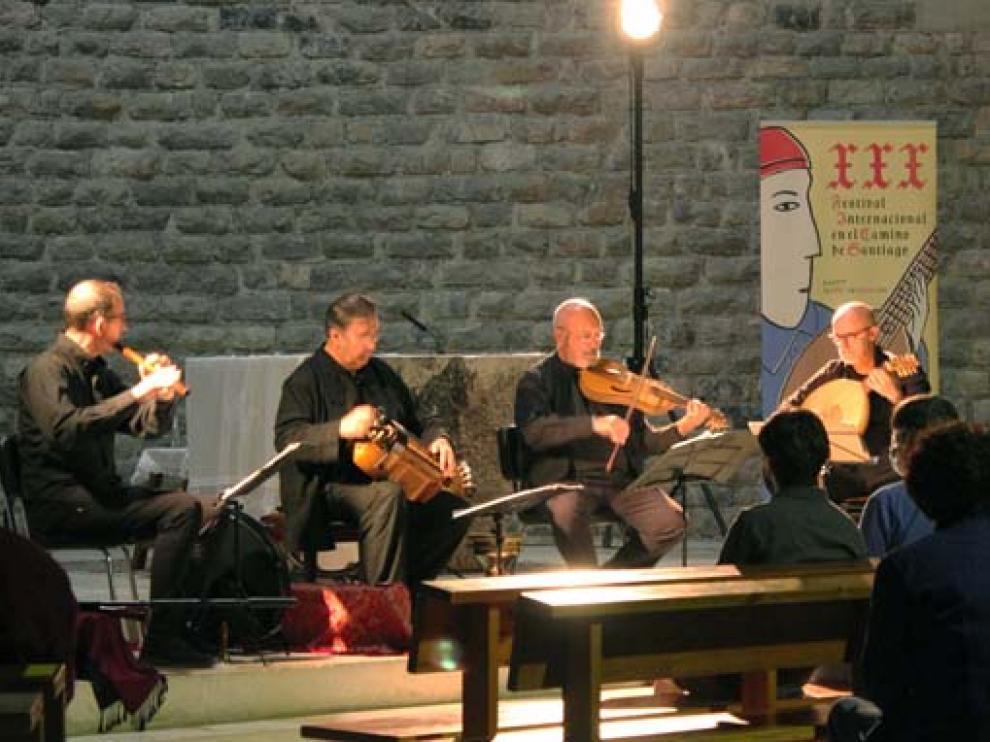Cuarteto Urueña en su concierto en la iglesia de Canfranc Estación.