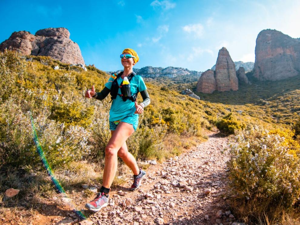 Una corredora en una edición anterior de la Trail Mallos de Riglos.