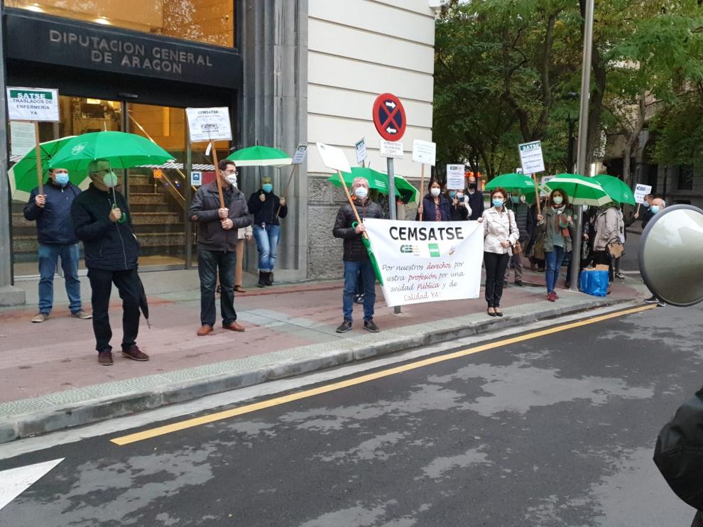 Manifestación de CEMSATSE ante la Delegación del Gobierno de Aragón el año pasado