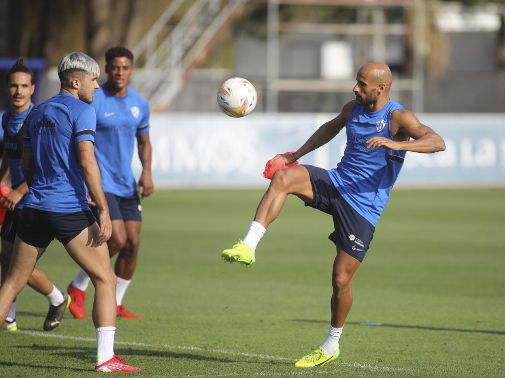 Mikel Rico, este martes en el entrenamiento de la Sociedad Deportiva Huesca en el IES Pirámide.