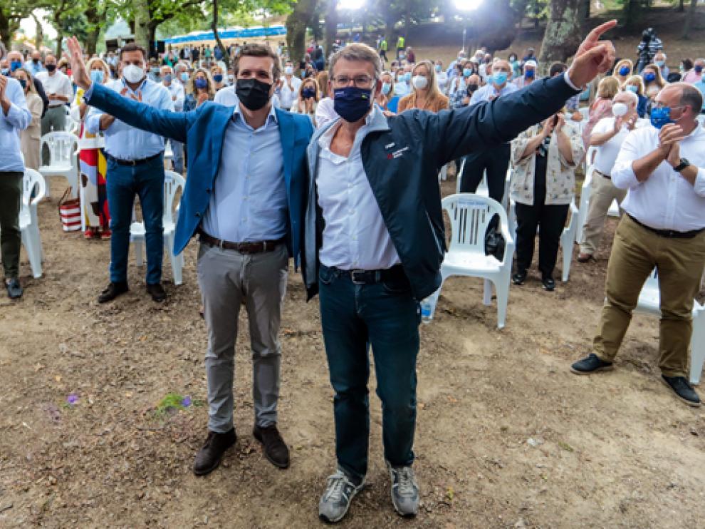 El líder del PP, Pablo Casado, arropó al presidente gallego, Alberto Núñez Feijóo, en este cónclave.