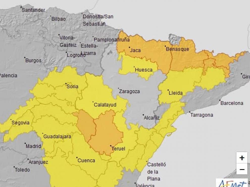 Aviso naranja por lluvias y tormentas en Pirineo oscense,