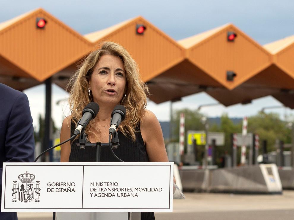 La ministra de Transportes, Raquel Sánchez, en su visita de este martes en Barcelona