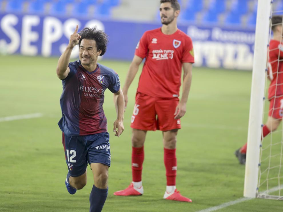 Shinji Okazaki marcó doce goles en su primera temporada en el Huesca