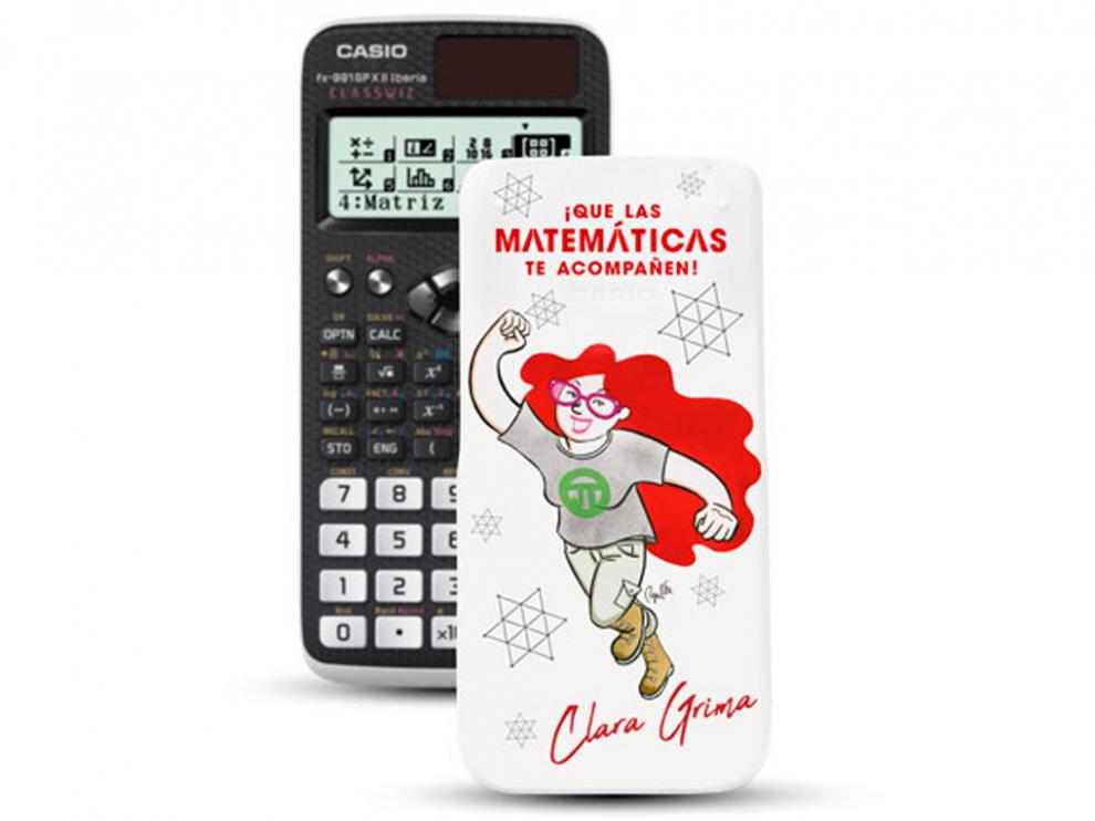 Calculadora Casio con la imagen de Clara Grima