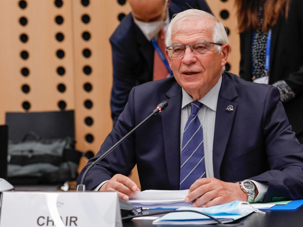 Josep Borrell, este jueves en la reunión celebrada por los países de la UE en Eslovenia