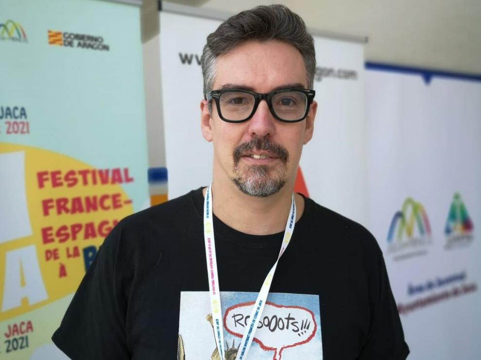 Javier Marquina, en el Salón del Cómic de Jaca.