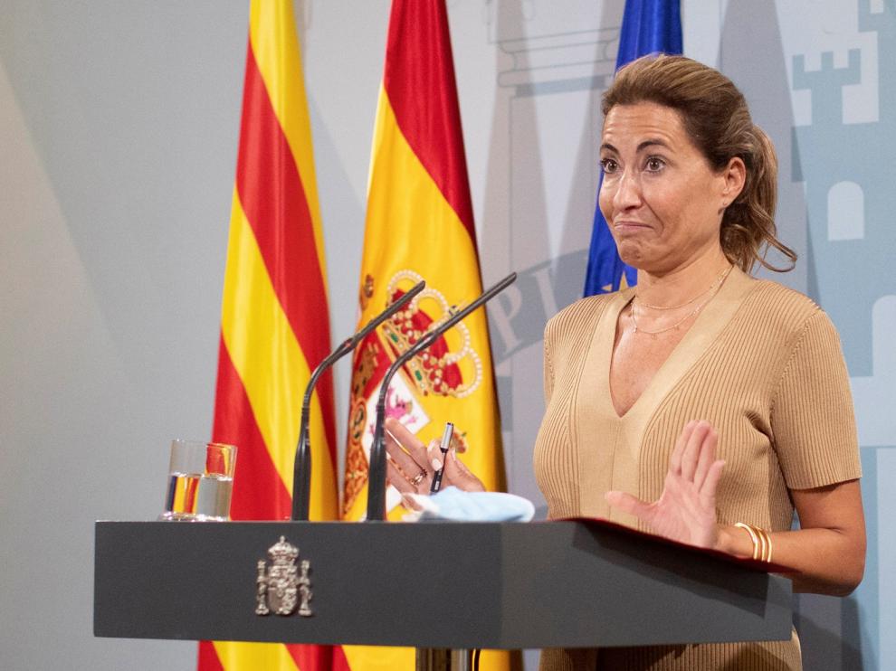 La ministra Raquel Sánchez ayer durante su comparecencia sobre el futuro del aeropuerto de Barcelona
