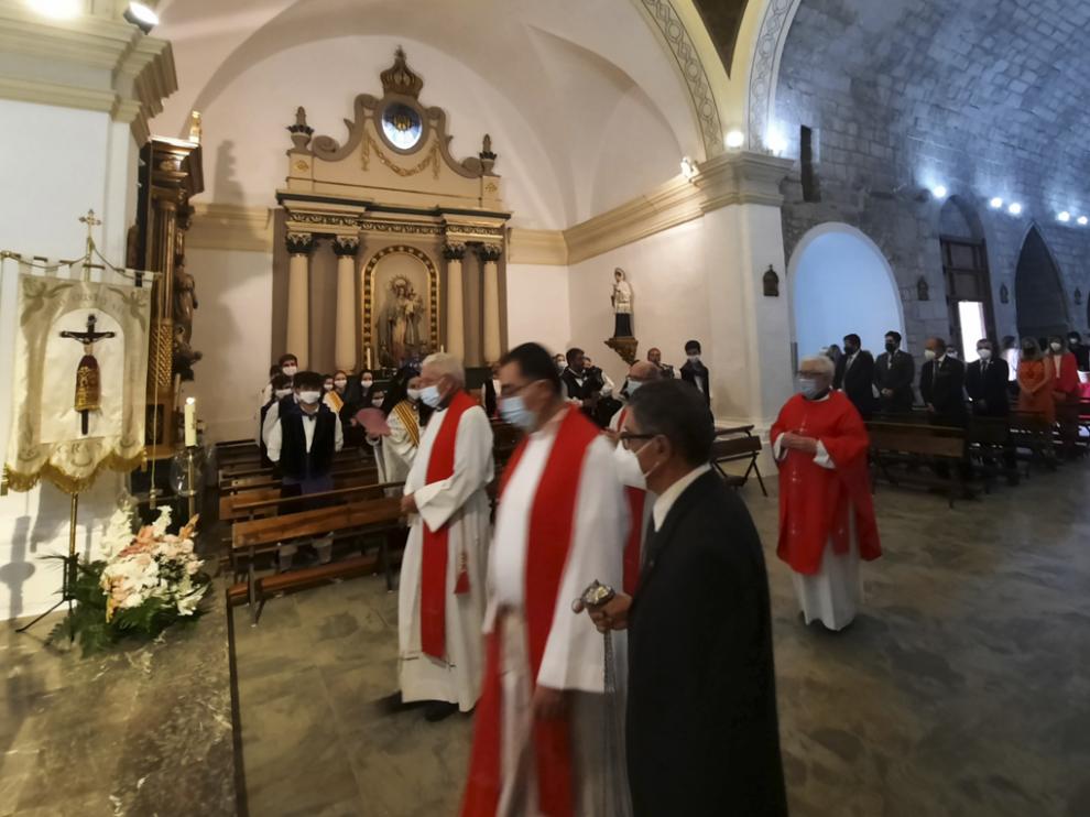 Misa en honor al Santo Cristo, copatrón de Graus, en la jornada del pasado martes.