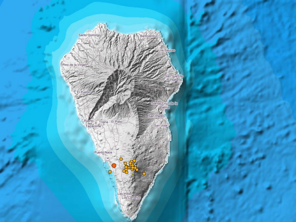Actividad sísmica en Fuencaliente, al sur de La Palma.