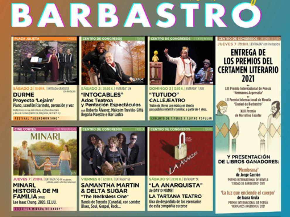 Cartel de la programación cultural de otoño en Barbastro
