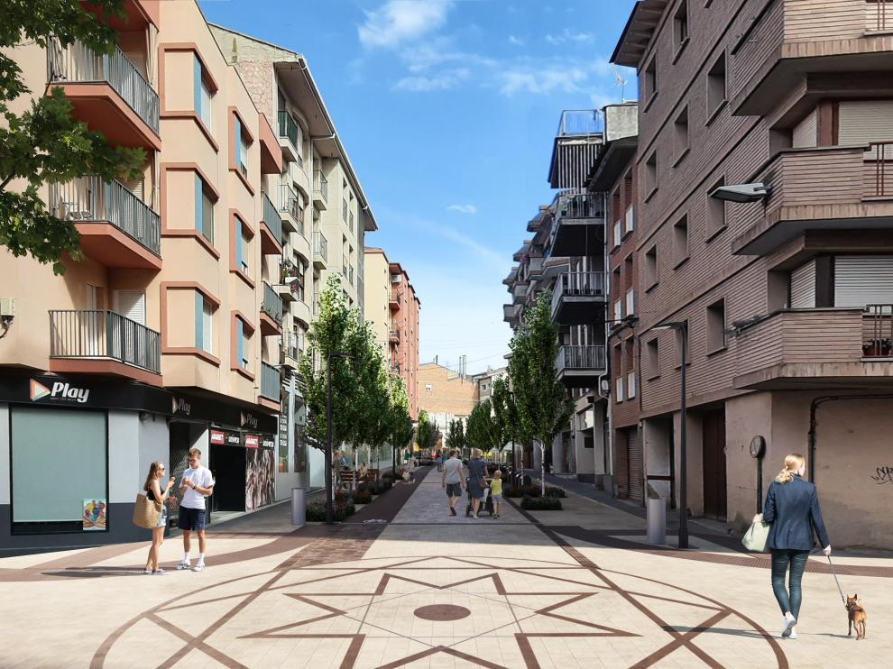 Diseño de la nueva imagen que lucirá la avenida del Pilar de Monzón.