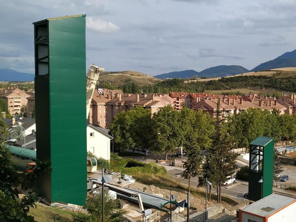 Vista de las nuevas estructuras del futuro elevador.