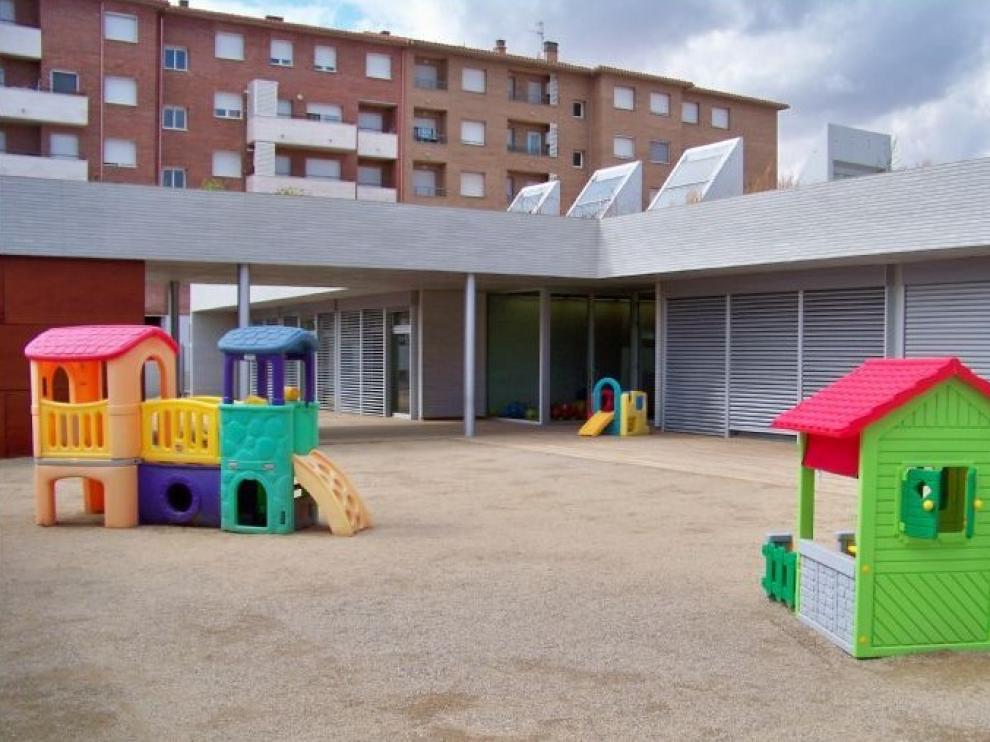 Zona de recreo de la escuela de educación infantil municipal ‘Xiquets en la localidad de Fraga.