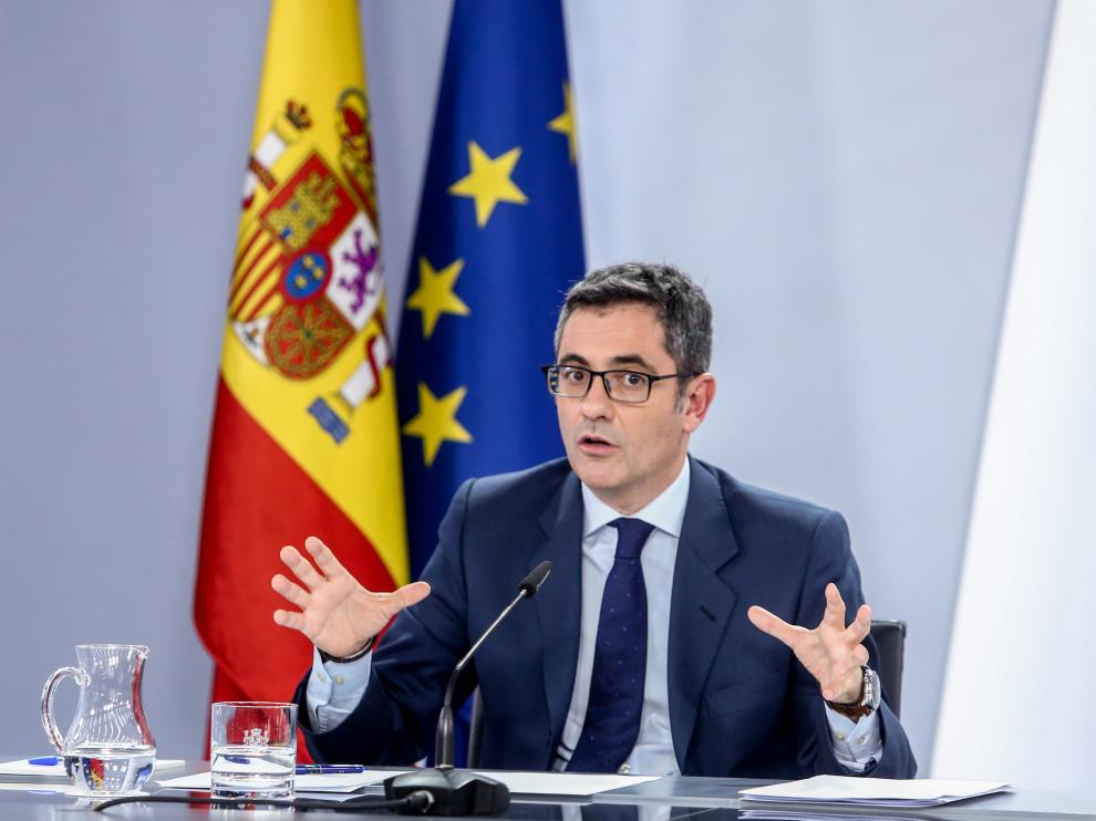 El ministro de la Presidencia, Relaciones con las Cortes y Memoria Democrática, Félix Bolaños.