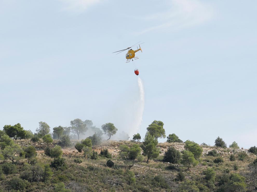 Imagen un helicóptero durante su intervención en un simulacro.