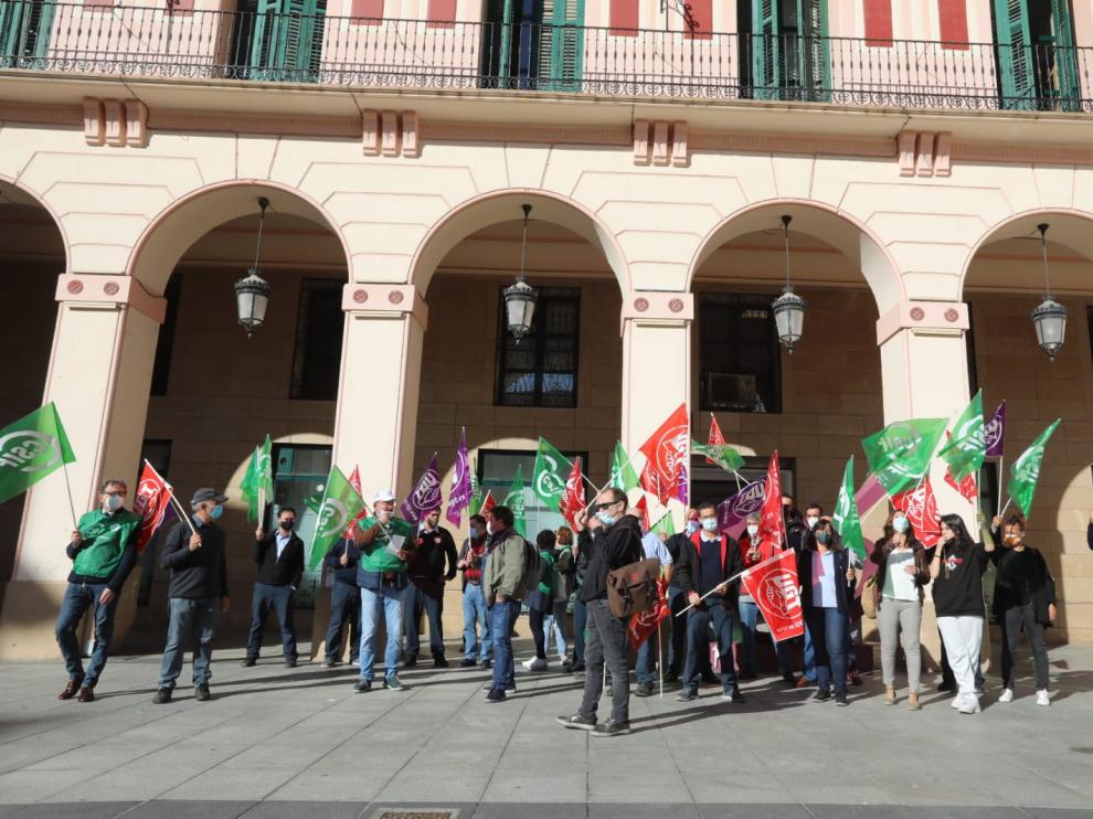 Concentración de trabajadores del transporte de viajeros por carretera.