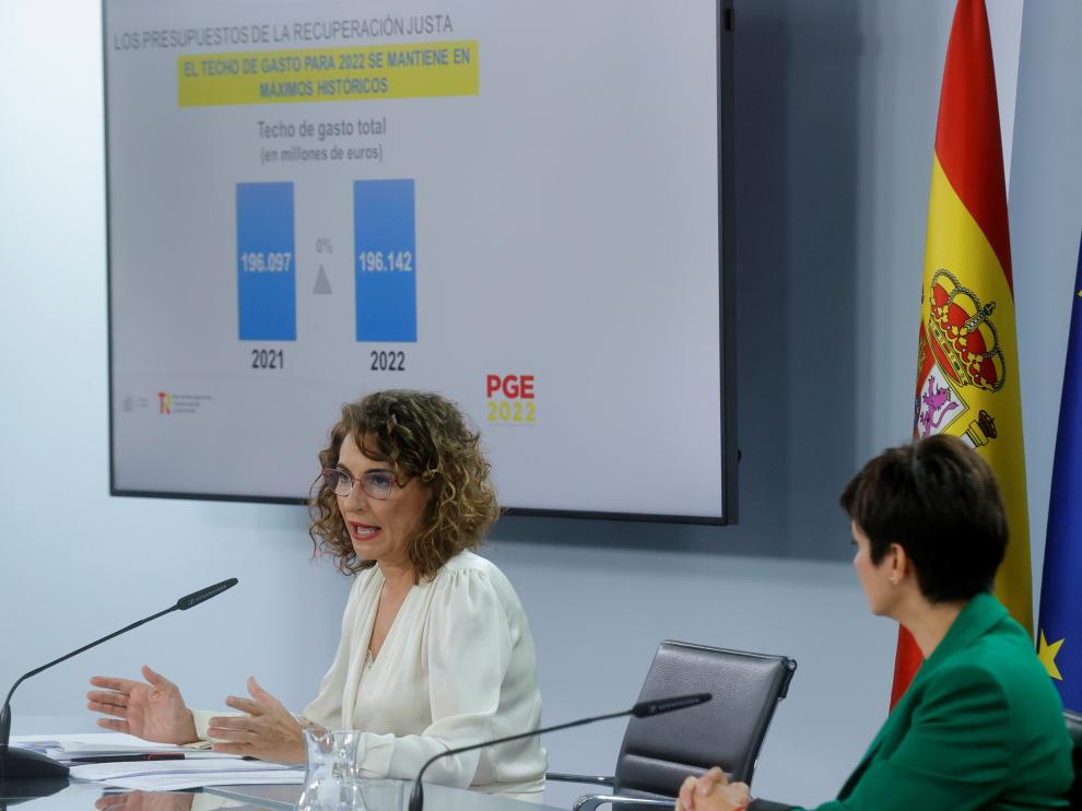 Rueda de prensa en la que las ministras han presentado los presupuestos.
