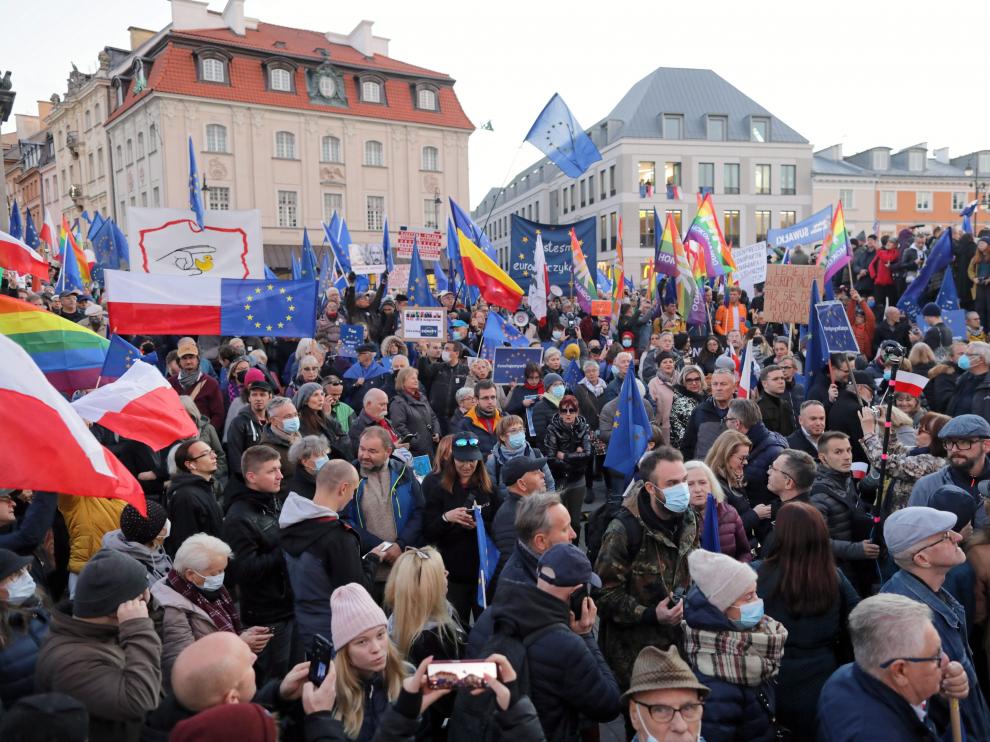 La manifestación más multitudinaria fue la convocada en el centro de la capital, Varsovia. POLAND EU DEMONSTRATION
