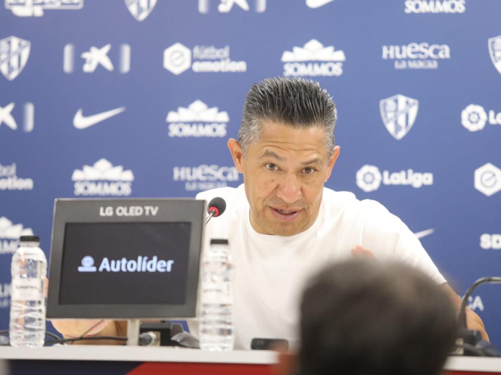 Nacho Ambriz, durante la rueda de prensa previa al partido de Girona.