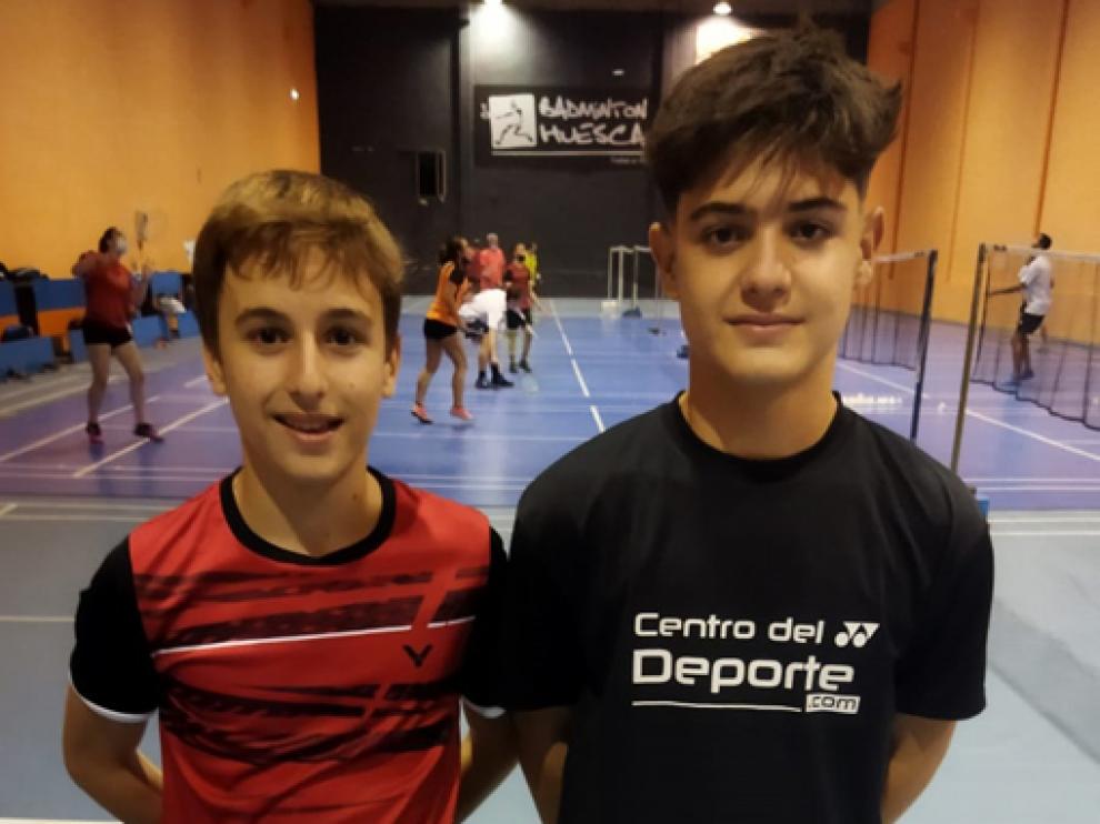 Raúl Bergua y Gonzalo Isábal, esta semana en las instalaciones de Bádminton Huesca.