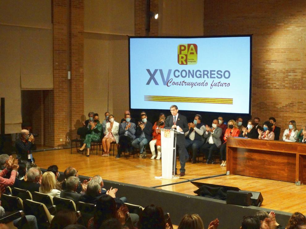 Arturo Aliaga durante su intervención en la clausura del XV Congreso del PAR.